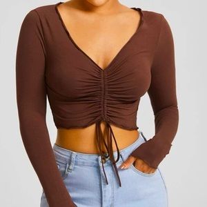 SHEIN Drawstring Cropped Tee